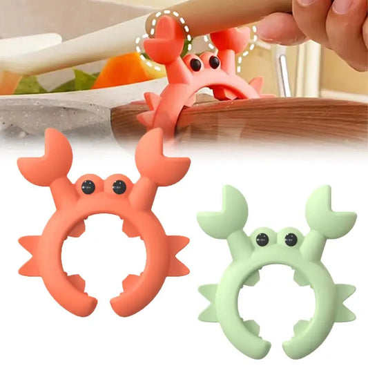 Cute Crab Design Silicone Spatula Holders, 2.5in Mini Kitchen Heat-resistant Spatula Rack Spoon Rest Holder Steam Releaser